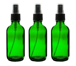 3 BLUE 4 Oz GLASS Boston Round Bottles Essential Oil, Linen Spray, Perfume Fine Mist Sprayers with Plastic RIBBED Caps Diy Bath Body 120ml