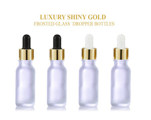 24Pcs 15ml BLACK MATTE Glass Boston Round Bottles Premium Gold or Silver Metal Dropper Caps Essential Oil Serum Cosmetic Product Dispersal