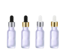 Load image into Gallery viewer, 12Pcs 15ml BLACK MATTE Glass Boston Round Bottles Premium Gold or Silver Metal Dropper Caps Essential Oil Serum Cosmetic Product Dispersal