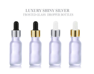 24Pcs 15ml BLACK MATTE Glass Boston Round Bottles Premium Gold or Silver Metal Dropper Caps Essential Oil Serum Cosmetic Product Dispersal