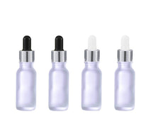Load image into Gallery viewer, 100 15ml SHINY Gold or Silver Metal Dropper Caps on Clear FROSTED Glass Boston Round  LUXURIOUS 15 ml
