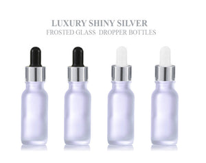 24Pcs 15ml BLACK MATTE Glass Boston Round Bottles Premium Gold or Silver Metal Dropper Caps Essential Oil Serum Cosmetic Product Dispersal