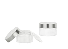Load image into Gallery viewer, 12 True LUXURY 30ml White Plastic Jars with SILVER METAL Shelled Caps Cream Solid Perfume Make-Up, Cosmetic 30 gram 1 Oz at a Great Price!