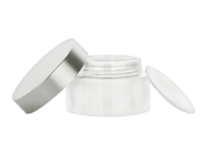 24 True LUXURY 30ml White Plastic Jars with SILVER METAL Shelled Caps Cream Solid Perfume Make-Up, Cosmetic 30 gram 1 Oz at a Great Price!