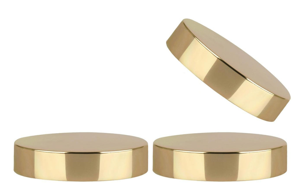 20 Pcs 70/400 Shiny GOLD Tall HIGH PROFILE Jar Caps, Aluminum Lids for 4 Oz & 8 Oz Cream Jars 60ml, 120ml - Foam Lined Upscale Packaging