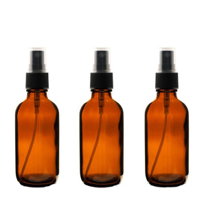 3 BLUE 4 Oz GLASS Boston Round Bottles Essential Oil, Linen Spray, Perfume Fine Mist Sprayers with Plastic RIBBED Caps Diy Bath Body 120ml