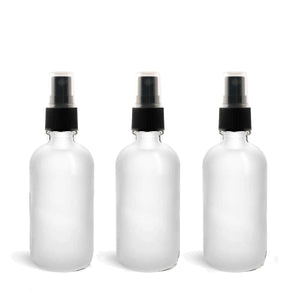 3 BLUE 4 Oz GLASS Boston Round Bottles Essential Oil, Linen Spray, Perfume Fine Mist Sprayers with Plastic RIBBED Caps Diy Bath Body 120ml
