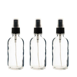 3 BLUE 4 Oz GLASS Boston Round Bottles Essential Oil, Linen Spray, Perfume Fine Mist Sprayers with Plastic RIBBED Caps Diy Bath Body 120ml