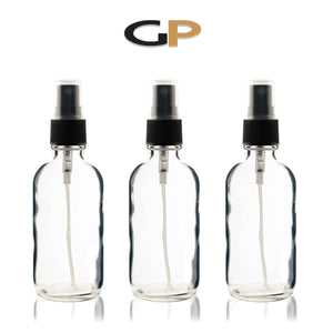 3 FROSTED CLEAR 4 Oz GLASS Boston Round Bottles Essential Oil Linen Spray Perfume Fine Mist  w/ Plastic Ribbed Cap Diy Bath Body 120ml