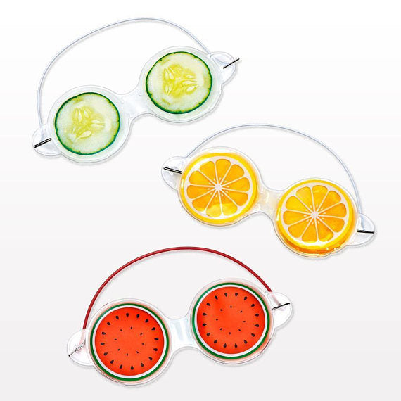100 BULK Assorted Fruit Eye Gel Facial Masks Watermelon, Cucumber, Orange Slices