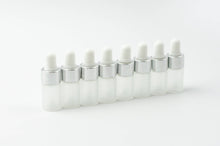 Load image into Gallery viewer, 12pcs 1ml or 3ml FROSTED Glass Dropper Bottles Mini Vials Essential Oil Serum Miniature Tester SILVER or GOLD Aromatherapy Sample Eliquid