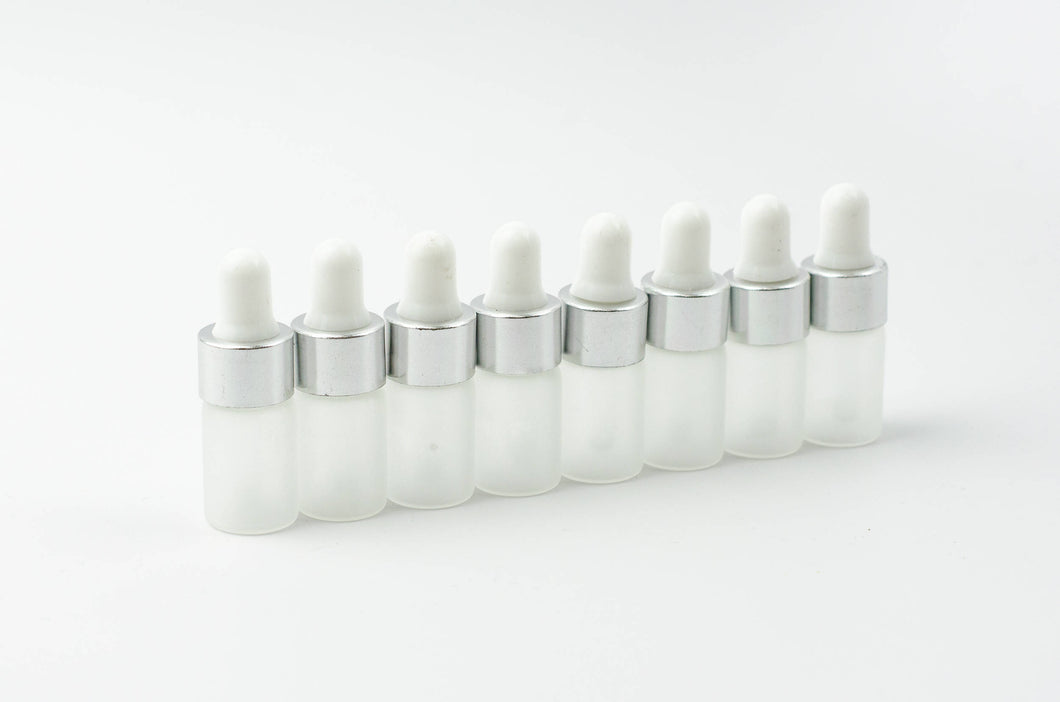 12pcs 1ml or 3ml FROSTED Glass Dropper Bottles Mini Vials Essential Oil Serum Miniature Tester SILVER or GOLD Aromatherapy Sample Eliquid