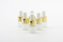 Load image into Gallery viewer, 12pcs 1ml or 3ml FROSTED Glass Dropper Bottles Mini Vials Essential Oil Serum Miniature Tester SILVER or GOLD Aromatherapy Sample Eliquid