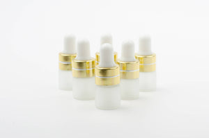12pcs 1ml or 3ml FROSTED Glass Dropper Bottles Mini Vials Essential Oil Serum Miniature Tester SILVER or GOLD Aromatherapy Sample Eliquid