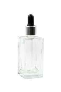 3 pcs 100ml Cubic SQUARE LUXURY Glass Dropper Bottle with Shiny Gold Collars and Black Bulbs for Serum, Elixirs, Essential Oil Foundation