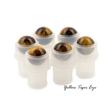 Load image into Gallery viewer, 6 pc YELLOW TiGER EYE CRYSTAL Roller Top Roller Balls GeMSToNE Replacement Roller Ball Fitments For Rollon Bottle Natural Dram/10ml Bottles