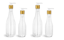 Load image into Gallery viewer, 12 Empty Clear Plastic Teardrop Bottles 8 Oz or 14.5 Oz w/ PREMIUM Aluminum Metal Shell LOTION Pumps Shampoo, Hand Soap, Body Cream, Lotion