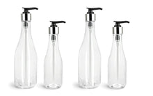 Load image into Gallery viewer, 12 Empty Clear Plastic Teardrop Bottles 8 Oz or 14.5 Oz w/ PREMIUM Aluminum Metal Shell LOTION Pumps Shampoo, Hand Soap, Body Cream, Lotion