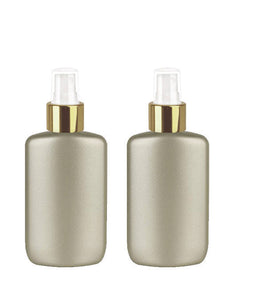 6 LUXURY Pearl Champagne Plastic 2 Oz Atomizer Bottles w/ Gold/White Metallic Shiny GOLD Fine Mist Sprayer Skin/Hair Care Upscale Packaging