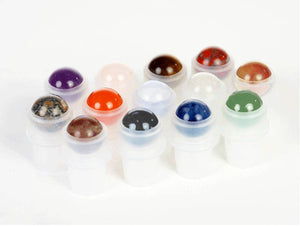 7 pcs CHAKRA SET Natural GEMSTONES Replacement Roller Ball Fitments Premium Rollon High End Essential Oil Top for Standard Dram/10ml Bottles