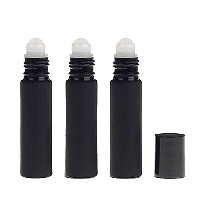 12 BLACK MATTE Rollers 10 ml Roll On Glass Perfume Bottles w/ Resin Balls 10ml Masculine Packaging, Unisex Oil Roller Top Modern, Sleek