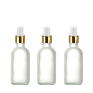 1 UPSCALE 120ml FROSTED Glass Bottles w/ Metal Overshell Aluminum Fine Mist Atomizer 4 Oz Boston Round Perfume Bottle Refillable Packaging