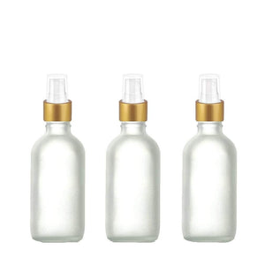 1 UPSCALE 120ml FROSTED Glass Bottles w/ Metal Overshell Aluminum Fine Mist Atomizer 4 Oz Boston Round Perfume Bottle Refillable Packaging