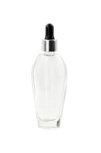 Load image into Gallery viewer, 6 pcs 50ml OVAL Elegant  Shape Glass Dropper Bottle w/ Shiny Aluminum Collar for Serum, Elixirs, Essential Oil Foundation