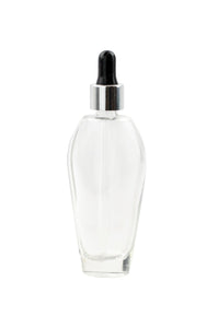 6 pcs 50ml OVAL Elegant  Shape Glass Dropper Bottle w/ Shiny Aluminum Collar for Serum, Elixirs, Essential Oil Foundation