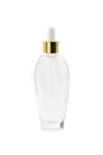 Load image into Gallery viewer, 6 pcs 50ml OVAL Elegant  Shape Glass Dropper Bottle w/ Shiny Aluminum Collar for Serum, Elixirs, Essential Oil Foundation