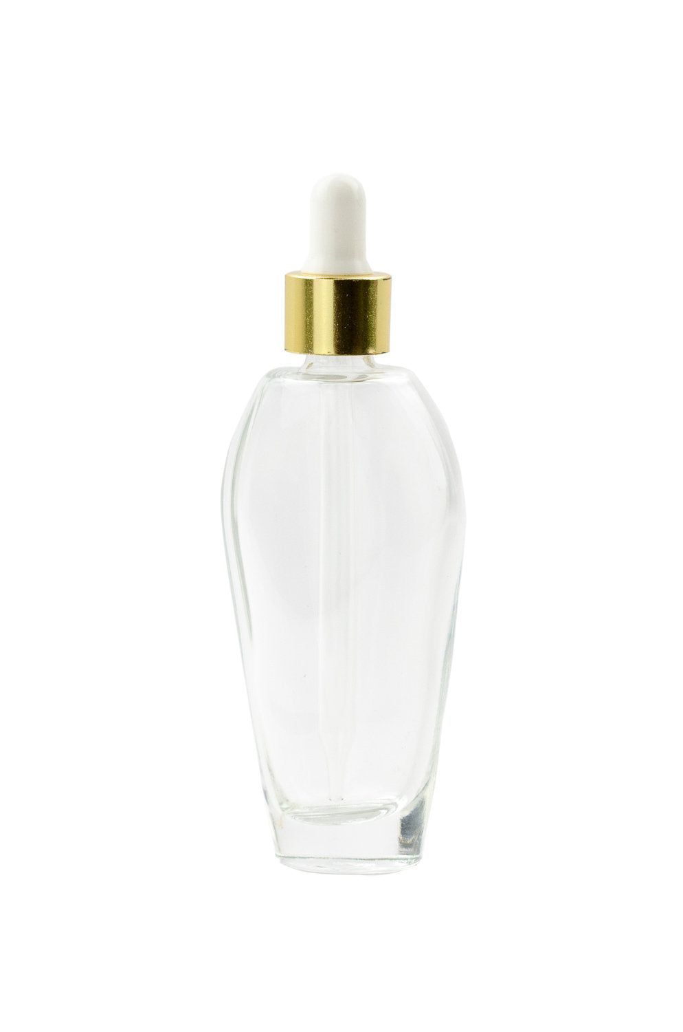 6 pcs 50ml OVAL Elegant  Shape Glass Dropper Bottle w/ Shiny Aluminum Collar for Serum, Elixirs, Essential Oil Foundation