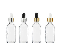 Load image into Gallery viewer, 100 FROSTED or CLEAR 60ml Glass Bottles w/ Metallic Gold Dropper Pipette 2 Oz LUXURY Cosmetic Packaging, Serum Essential Oil