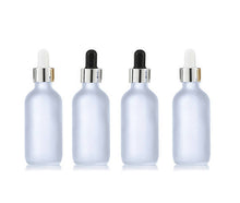 Load image into Gallery viewer, 100 FROSTED or CLEAR 60ml Glass Bottles w/ Metallic Gold Dropper Pipette 2 Oz LUXURY Cosmetic Packaging, Serum Essential Oil