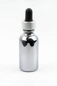 6 GUNMETAL 30ml Glass Bottles w/ Metallic Silver Glass Dropper Pipette 1 Oz UPSCALE LUXURY Cosmetic Skincare Packaging, Serum Essential Oil
