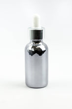 Load image into Gallery viewer, 6 GUNMETAL 30ml Glass Bottles w/ Metallic Silver Glass Dropper Pipette 1 Oz UPSCALE LUXURY Cosmetic Skincare Packaging, Serum Essential Oil