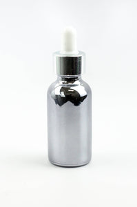 6 GUNMETAL 30ml Glass Bottles w/ Metallic Silver Glass Dropper Pipette 1 Oz UPSCALE LUXURY Cosmetic Skincare Packaging, Serum Essential Oil