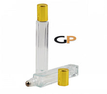 Load image into Gallery viewer, PREMIUM 10 ml Square Essential Oil Roller Bottle | Perfume Bottle | Sold in Sets of 2, 4 or 6 | SQUARE Slim 10ml Clear Glass Oil Roll-on