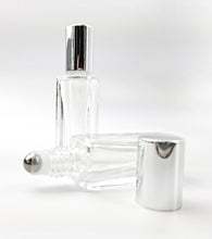 Load image into Gallery viewer, SQUARE 5ml Essential Oil Roller Bottle LUXURY Clear Glass Roll-on, Gold Caps Roller Glass Perfume Bottle Stainless STEEL Ball,  5 ml Single