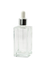 Load image into Gallery viewer, 1 pc 100ml SQUARE Cubic Glass Dropper Bottle w/Gold Silver Collars &amp; White Bulbs