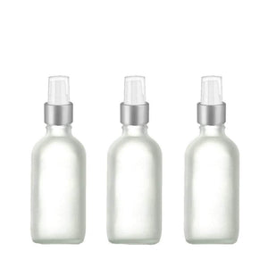 1 UPSCALE 120ml FROSTED Glass Bottles w/ Metal Overshell Aluminum Fine Mist Atomizer 4 Oz Boston Round Perfume Bottle Refillable Packaging