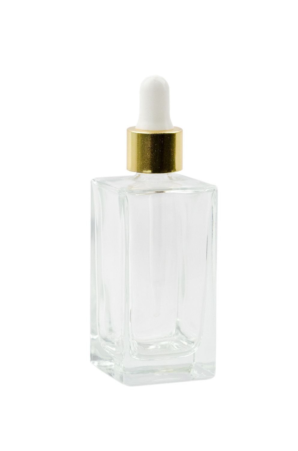 1 pcs 50ml CUBIC SQUARE Elegant Cube Shape Glass Dropper Bottle w/ Shiny Aluminum Collar for Serum, Elixirs, Essential Oil Foundation