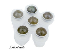 Load image into Gallery viewer, 6 NATURAL LABRADORITE GeMSTONE Replacement Roller Ball Fitments fit Std 10ml, 5ml Glass Rollon Bottles for Healing Aromatherapy Oils