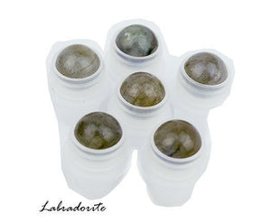 6 NATURAL LABRADORITE GeMSTONE Replacement Roller Ball Fitments fit Std 10ml, 5ml Glass Rollon Bottles for Healing Aromatherapy Oils
