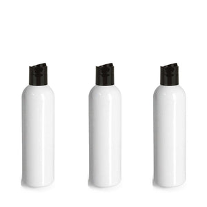 6 MILK WHITE Opaque 4 Oz PET Plastic Bottles w/ Black or White Disc Dispensing Cap 120ml Bottles Lotion Shampoo Body Cream Conditioner EOs