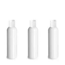 Load image into Gallery viewer, 6 MILK WHITE Opaque 4 Oz PET Plastic Bottles w/ Black or White Disc Dispensing Cap 120ml Bottles Lotion Shampoo Body Cream Conditioner EOs