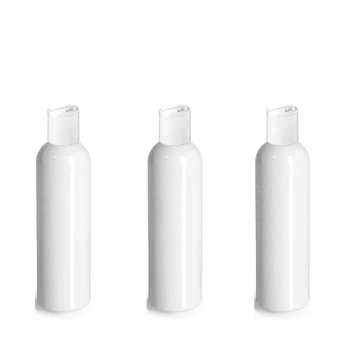 6 MILK WHITE Opaque 4 Oz PET Plastic Bottles w/ Black or White Disc Dispensing Cap 120ml Bottles Lotion Shampoo Body Cream Conditioner EOs