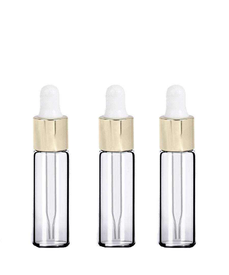 12 LUXURY Glass 5ml SILVER Dropper Bottles for Essential Oils, Perfumes, Serums, Beard Oils, Upscale Private Label Packaging 1/6 Oz