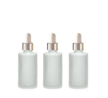 Load image into Gallery viewer, 6 FROSTED Cylinder 30ml Glass Bottles w/ Metallic Gold Glass Dropper  1 Oz UPSCALE LUXURY Cosmetic Skincare Packaging, Serum Essential Oil