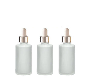 6 FROSTED Cylinder 30ml Glass Bottles w/ Metallic Gold Glass Dropper  1 Oz UPSCALE LUXURY Cosmetic Skincare Packaging, Serum Essential Oil