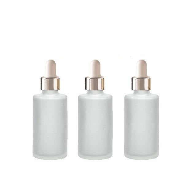 6 FROSTED Cylinder 30ml Glass Bottles w/ Metallic Gold Glass Dropper  1 Oz UPSCALE LUXURY Cosmetic Skincare Packaging, Serum Essential Oil